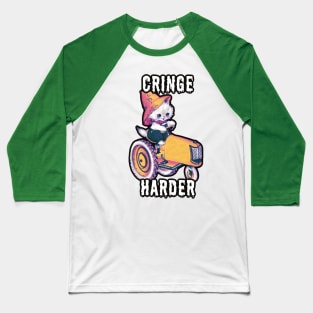 Cringe Harder Kitten Baseball T-Shirt